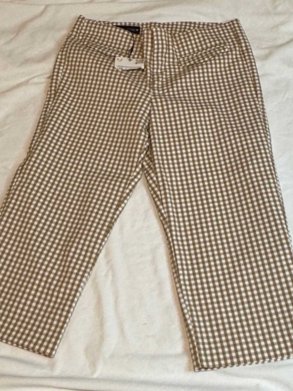 Zara Brown and White Gingham Capris